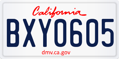 CA license plate BXY0605