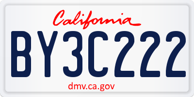 CA license plate BY3C222