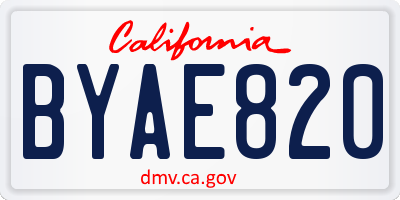 CA license plate BYAE820