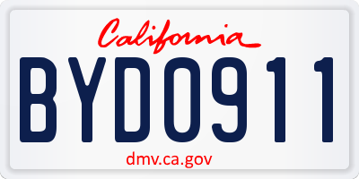 CA license plate BYD0911