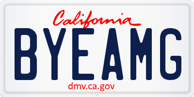 CA license plate BYEAMG