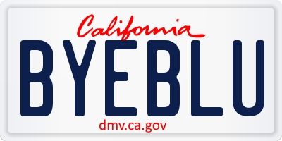 CA license plate BYEBLU