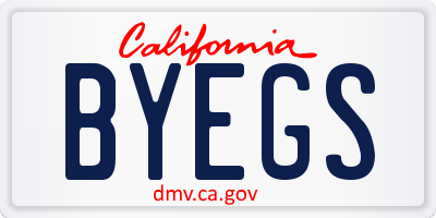 CA license plate BYEGS