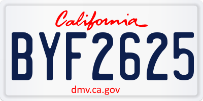 CA license plate BYF2625