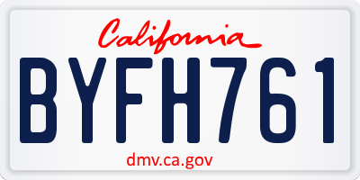 CA license plate BYFH761