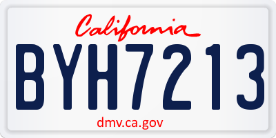 CA license plate BYH7213