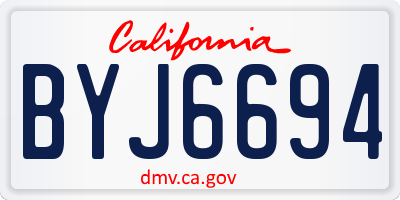 CA license plate BYJ6694