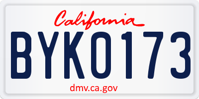 CA license plate BYK0173