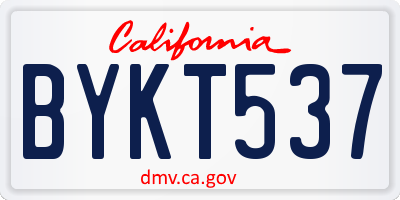 CA license plate BYKT537