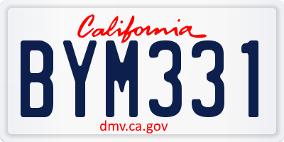 CA license plate BYM331