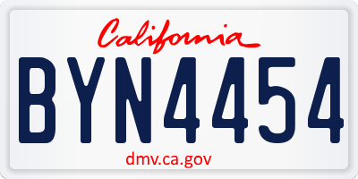 CA license plate BYN4454