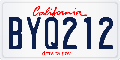 CA license plate BYQ212