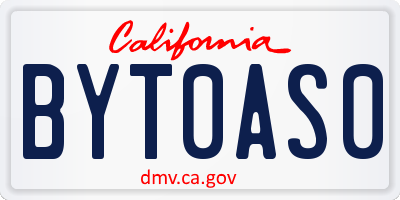 CA license plate BYT0AS0