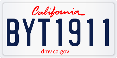 CA license plate BYT1911