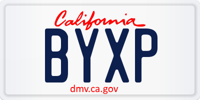 CA license plate BYXP