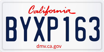 CA license plate BYXP163