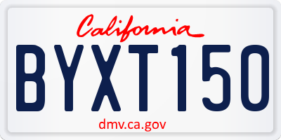 CA license plate BYXT150