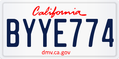 CA license plate BYYE774