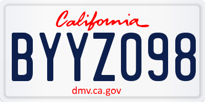 CA license plate BYYZ098