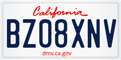 CA license plate BZ08XNV