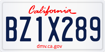 CA license plate BZ1X289