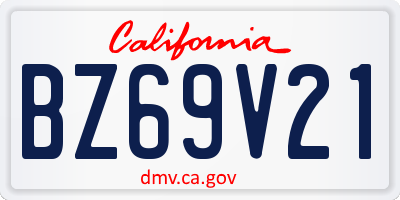 CA license plate BZ69V21