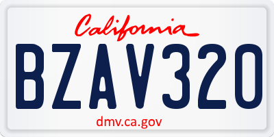 CA license plate BZAV320