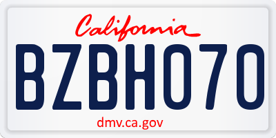 CA license plate BZBH070