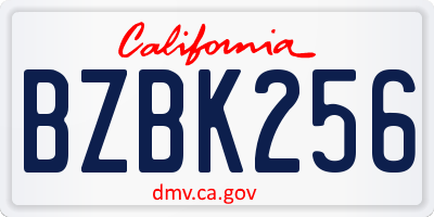 CA license plate BZBK256