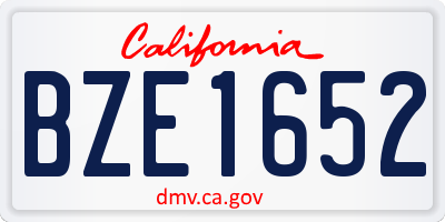 CA license plate BZE1652