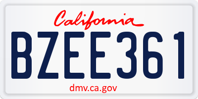 CA license plate BZEE361