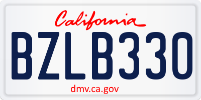 CA license plate BZLB330