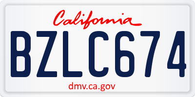 CA license plate BZLC674