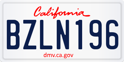 CA license plate BZLN196