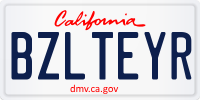 CA license plate BZLTEYR