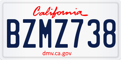 CA license plate BZMZ738