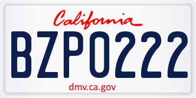 CA license plate BZP0222