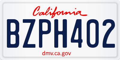 CA license plate BZPH402