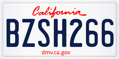 CA license plate BZSH266