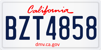 CA license plate BZT4858