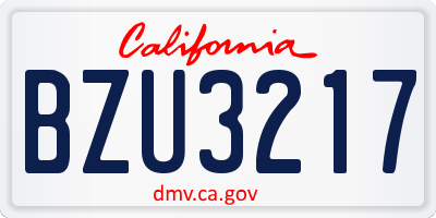 CA license plate BZU3217