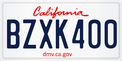 CA license plate BZXK400