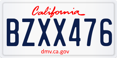 CA license plate BZXX476