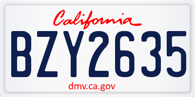 CA license plate BZY2635