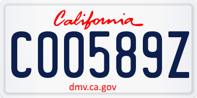 CA license plate C00589Z