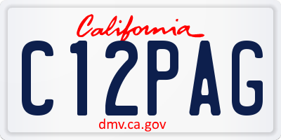 CA license plate C12PAG