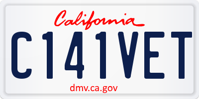 CA license plate C141VET