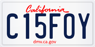 CA license plate C15FOY