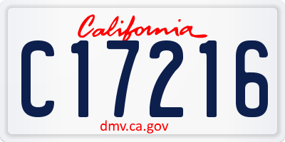 CA license plate C17216