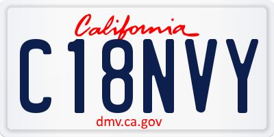 CA license plate C18NVY